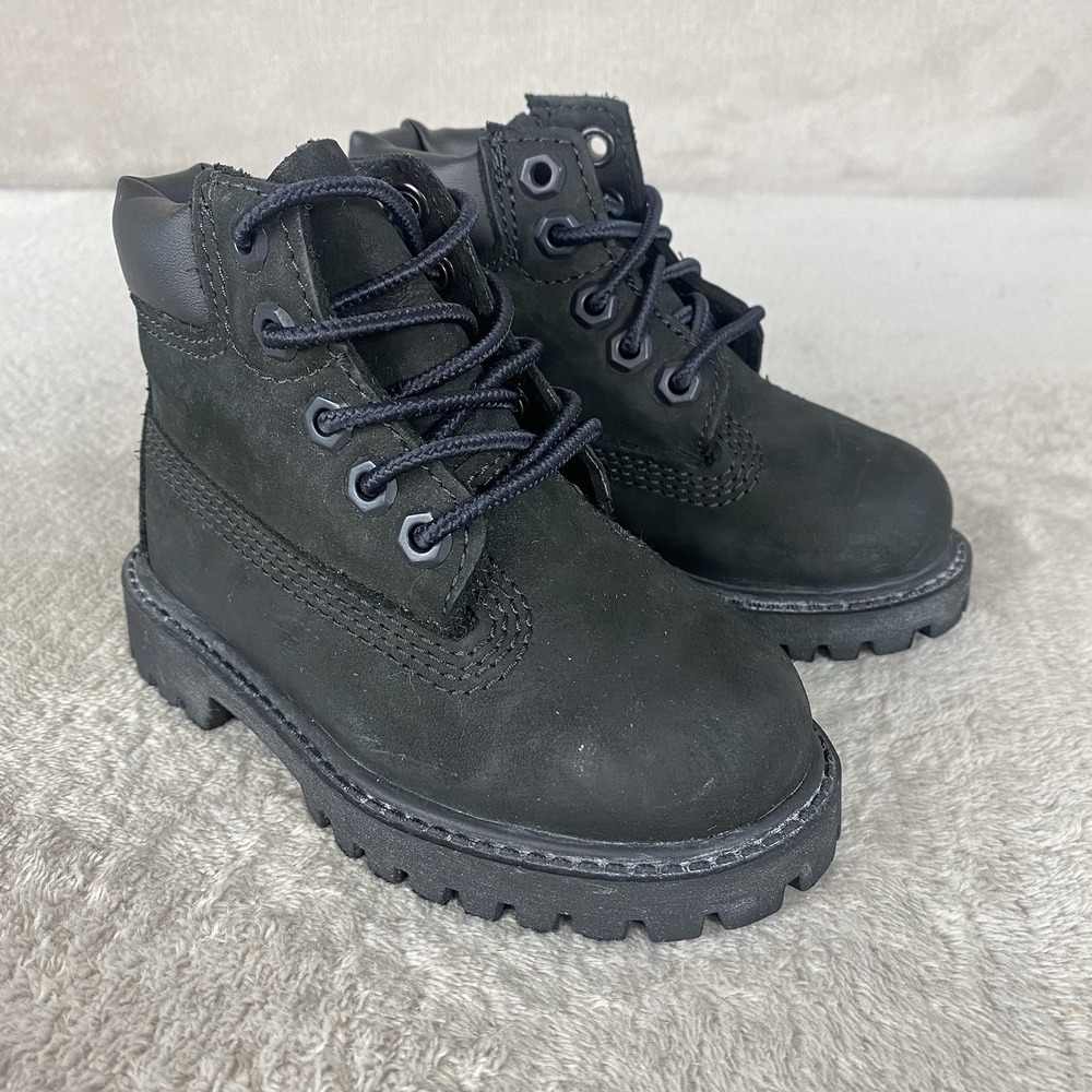 Timberland Premium 6 inch Baby Toddler Boot Size 13 Black Nubuck Waterproof NEW